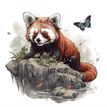 Watercolor painting of a red panda png