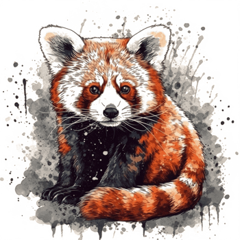 Watercolor painting of a red panda png