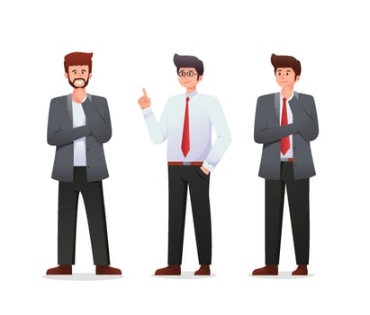 set of man in suit. businessman vector illustration