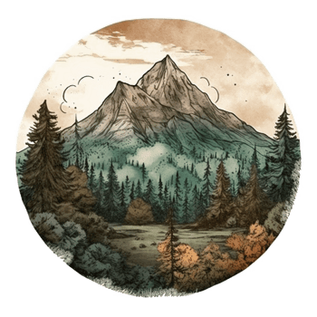 Watercolor painting of mountains png