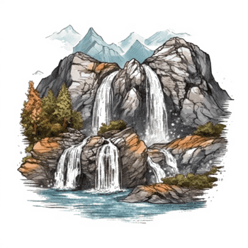 Watercolor painting of mountains png