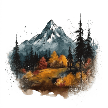 Watercolor painting of mountains png