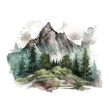 Watercolor painting of mountains png