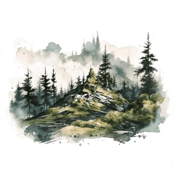 Watercolor painting of mountains png