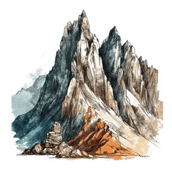 Watercolor painting of mountains png