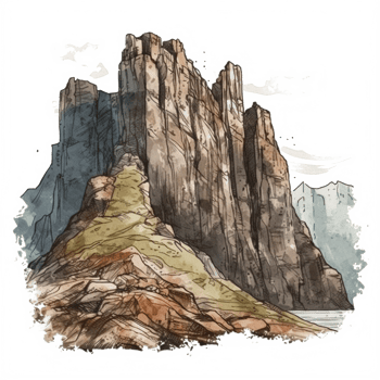 Watercolor painting of mountains png