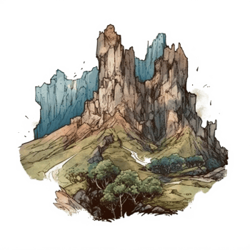Watercolor painting of mountains png