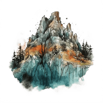 Watercolor painting of mountains png