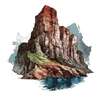 Watercolor painting of mountains png