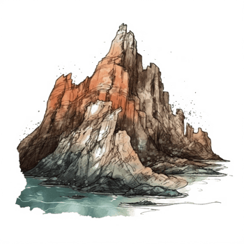 Watercolor painting of mountains png