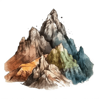 Watercolor painting of mountains png