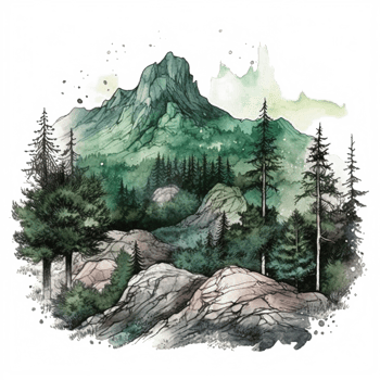 Watercolor painting of mountains png