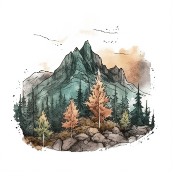 Watercolor painting of mountains png