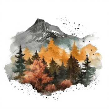Watercolor painting of mountains png