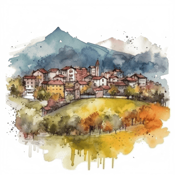 Watercolor painting of mountains png