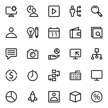 Outline icons for Project management. vector