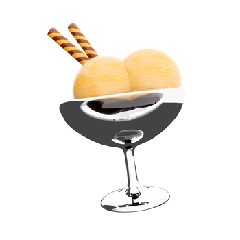 3d rendering four scoops of ice cream in a glass icon. 3d render vanilla ice cream with two waffle sticks icon. png