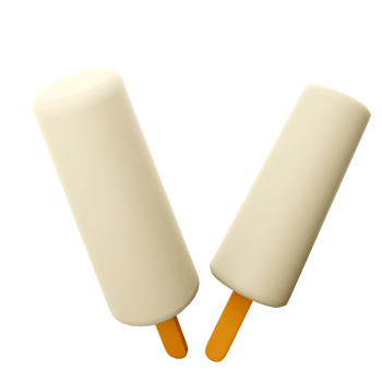 3d rendering two vanilla popsicles icon. 3d render two white ice creams with a long mold and a stick icon. png