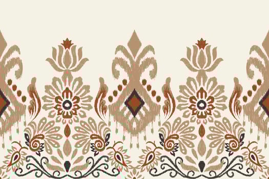 Ikat floral paisley embroidery on white background.Ikat ethnic oriental pattern traditional.Aztec style abstract vector illustration.design for texture,fabric,clothing,wrapping,decoration,sarong,scarf