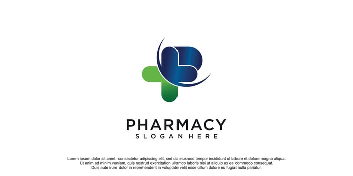 Creative pharmacy concept logo design vector illustration