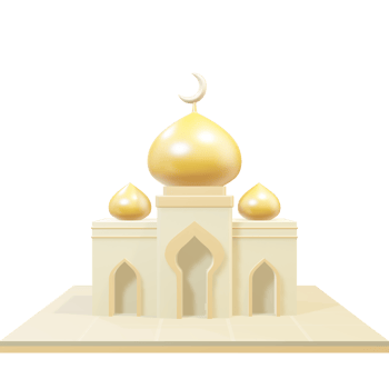 3d yellow dome mosque png
