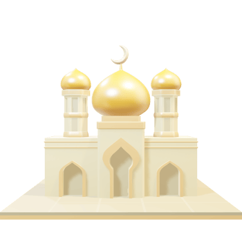 Front view of the 3D yellow dome mosque png