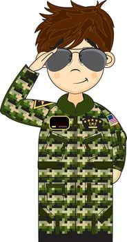 Cute Cartoon USA Military Airforce Fighter Pilot Character vector