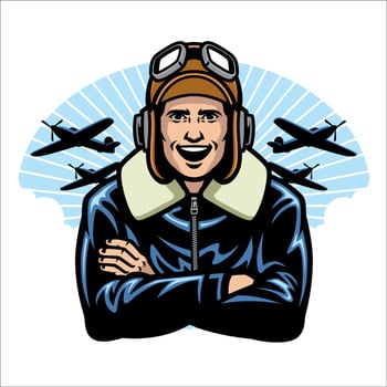 world war pilot smiling vector