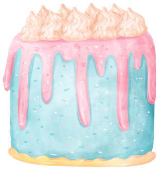 Cute colorful watercolor birthday cake hand painting png