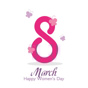 International women's day. Greeting card for Happy Womens Day with elegant hand drawn calligraphy. Vector illustration