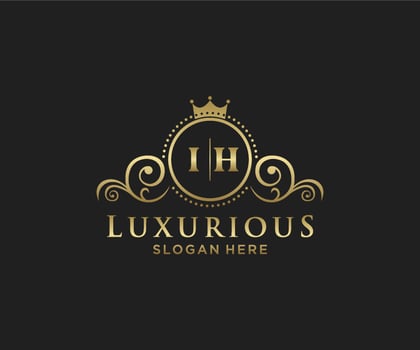 Initial IH Letter Royal Luxury Logo template in vector art for Restaurant, Royalty, Boutique, Cafe, Hotel, Heraldic, Jewelry, Fashion and other vector illustration.