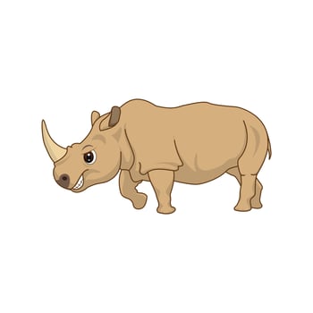 Cute rhino in cartoon style isolated. Rhino mascot on white background  illustration vector