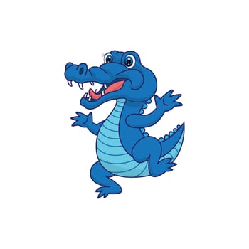 Cute Alligator or Crocodile in cartoon style isolated on white background  illustration vector