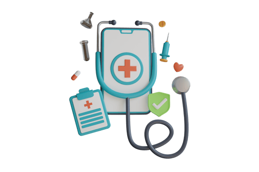Online medical clinic, online medical consultation, tele medicine. Innovative medical app on a smartphone. healthcare and technology concept. 3D Illustration png