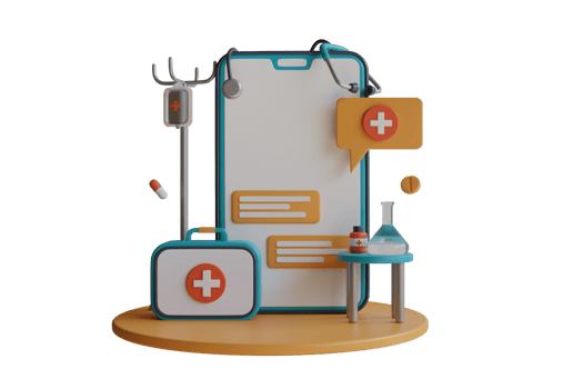 Online medical advise or consultation service. Therapist on chat in messenger.  Online medical clinic, tele medicine, Online healthcare. 3D Illustration png