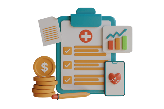3D Illustration of medical bill to pay for medicines. Rising medicine cost and medication prices surging costs of pharmacy. 3D Illustration png