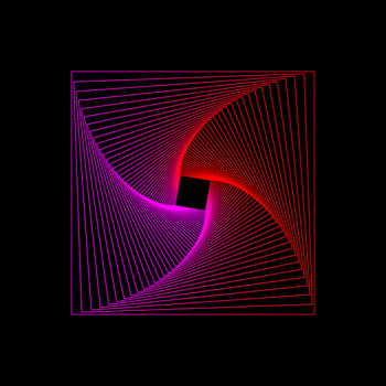 Glowing geometric wireframe spirograph lines square vector