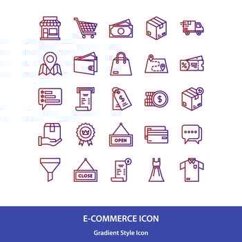 Ecommerce icon pack in gradient style vector, Shop icon, Online shop icon, delivery icon vector