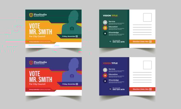 election postcard template design vector