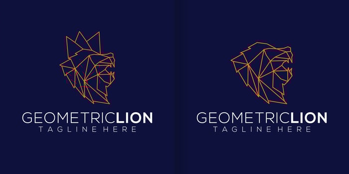 lion geometric logo template,low poly, polygonal design vector