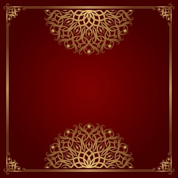 red luxury background, with gold mandala ornament vector