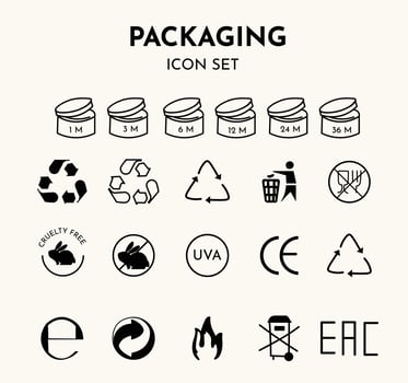 cosmetics packaging and recycling set vector