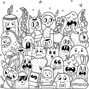 Hi or hey doodle coloring page for kids and adults vector