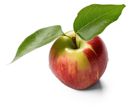 Apple with leaves Transparent Background - png
