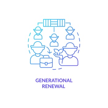 Generational renewal blue gradient concept icon. Farmers community. Agriculture policy objective abstract idea thin line illustration. Isolated outline drawing vector