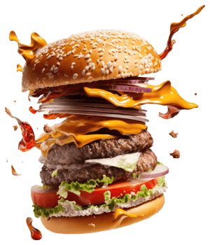 Flying Burger on a Transparent Background png