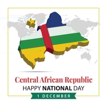 Central African Republic National Day, 3d rendering Central African Republic National Day illustration with 3d map and flag colors theme vector