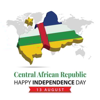 Central African Republic Independence Day, 3d rendering Central African Republic Independence Day illustration with 3d map and flag colors theme vector