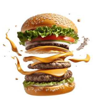 Flying Burger on a Transparent Background png
