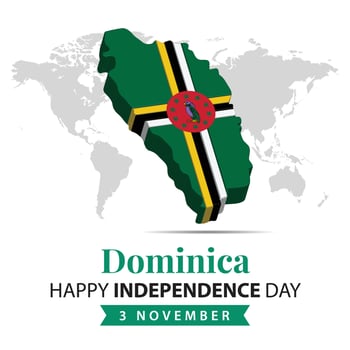 Dominica Independence Day, 3d rendering Dominica Independence Day illustration with 3d map and flag colors theme vector
